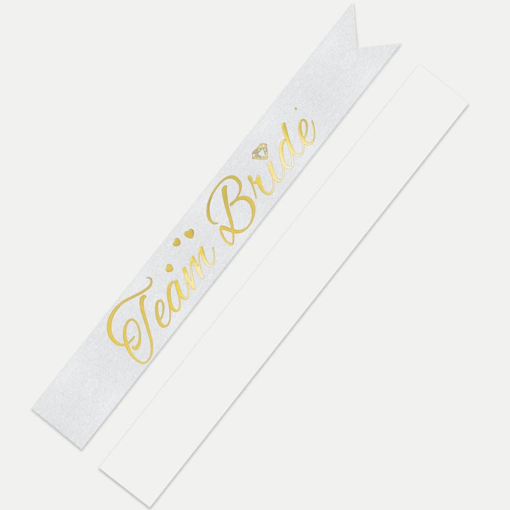 Kuşak Team Bride Beyaz üstü gold varaklı lüks karton yazı