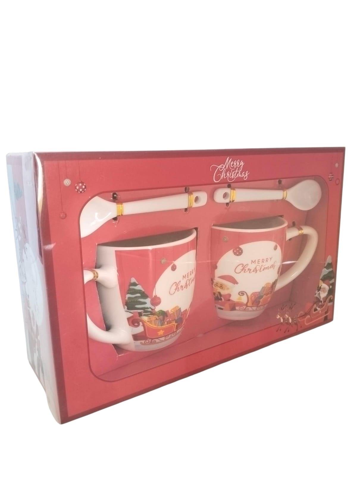 Kutulu Noel Babalı Kupa Çiftli Kaşıklı Set