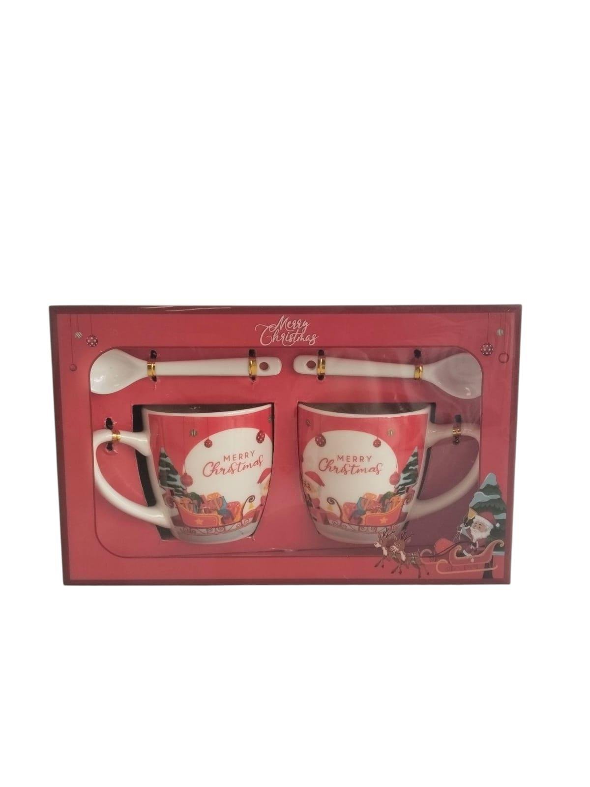 Kutulu Noel Babalı Kupa Çiftli Kaşıklı Set