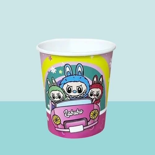 Labubu Temalı 8li karton bardak 7 oz Labubu Konsept Doğum günü Partisi