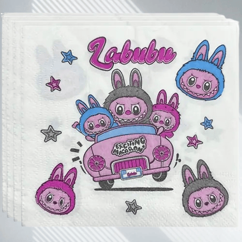 Labubu Temalı Çift Katlı 20 li peçete Labubu Doğum Günü Konsepti                       