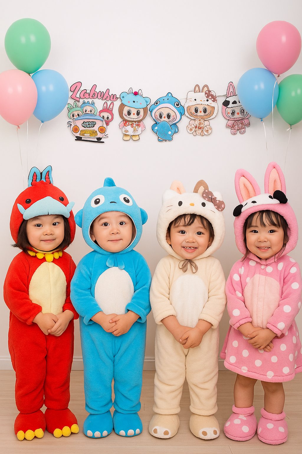 Labubu Temalı Dekoratif Banner 17-160 cm 10 parçalı Doğum Günü Süsü