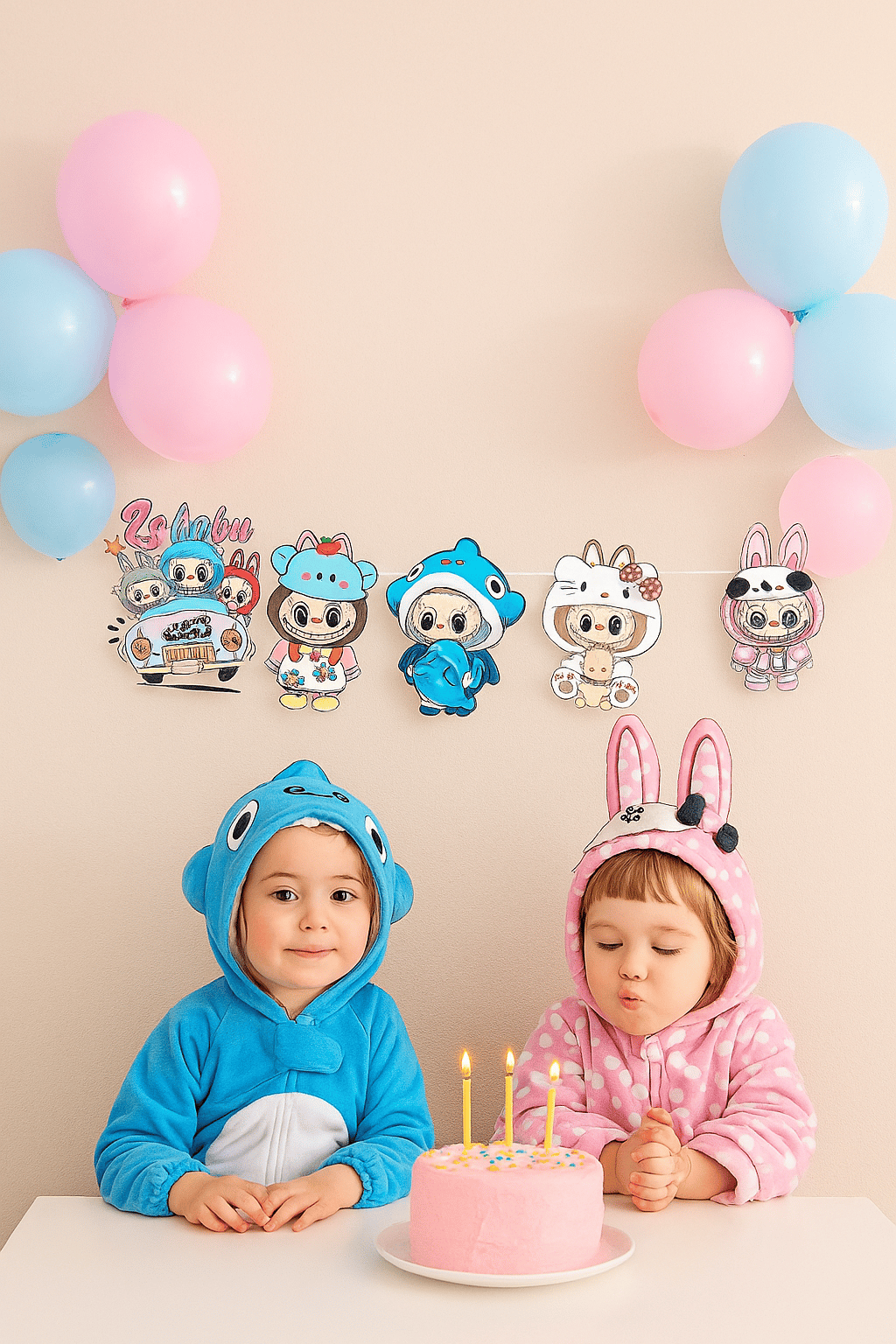 Labubu Temalı Dekoratif Banner 17-160 cm 10 parçalı Doğum Günü Süsü