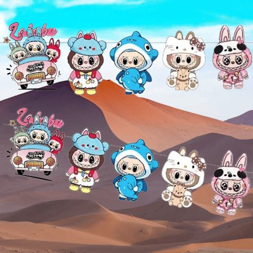 Labubu Temalı Dekoratif Banner 17-160 cm 10 parçalı Doğum Günü Süsü