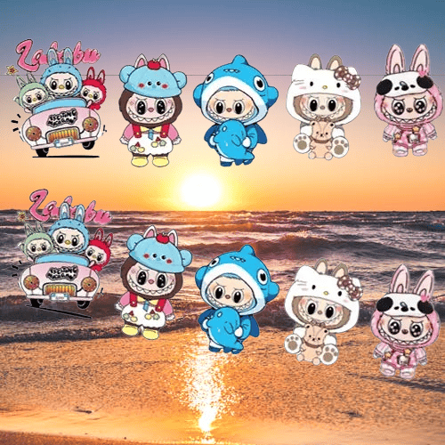 Labubu Temalı Dekoratif Banner 17-160 cm 10 parçalı Doğum Günü Süsü