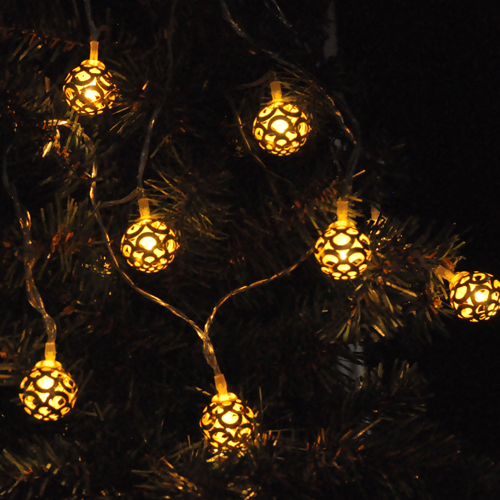 Led ışık 3metre KÜRE YUVARLAK Figürlü yılbaşı pilli led ışık güniğı renginde çam ağacı ışığı