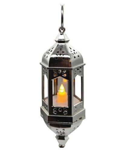 Ledli Fener Asmalı Parlak Model Gümüş 20 Cm  Pil İçinde
