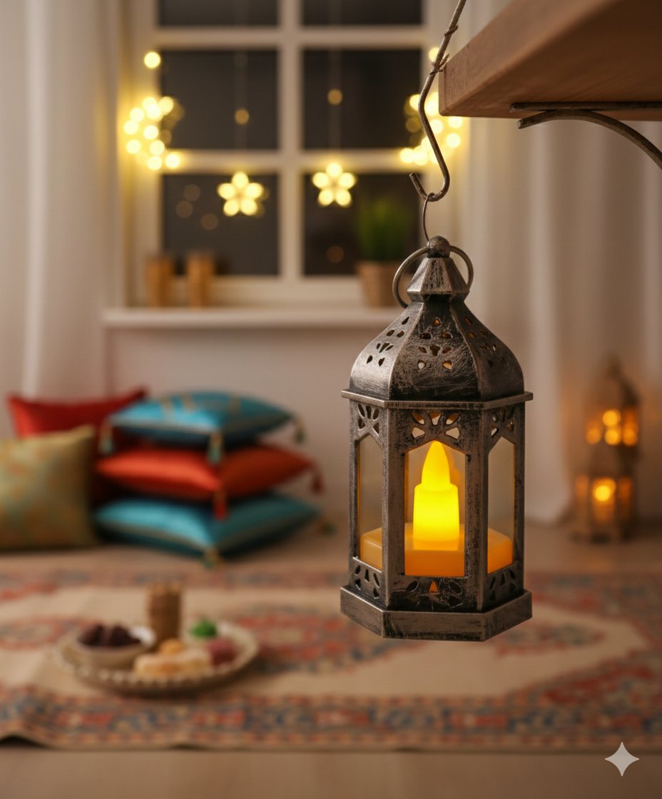 Ledli Fener Eskitme Gümüş Model 9 Cm pil içinde