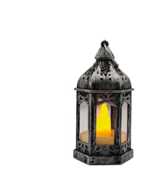 Ledli Fener Eskitme Gümüş Model 9 Cm pil içinde
