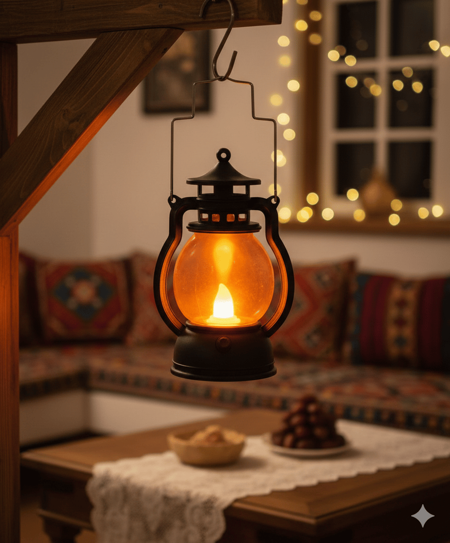 Ledli Fener Gaz Lambası Model Pilli 13 Cm Siyah Pil İçinde
