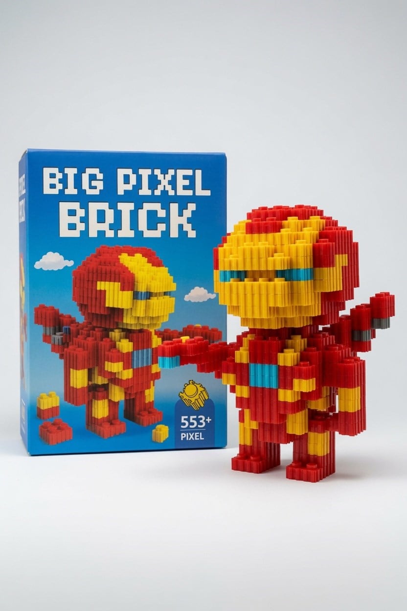 Lego Bricks 3d Büyük boy IRON-DEMİR ADAM  big pixel  BPB-020