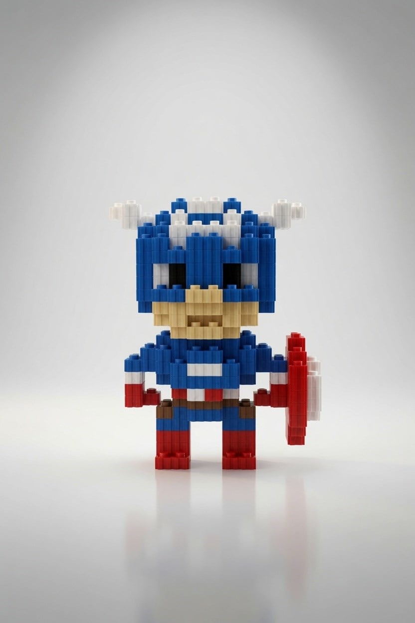 Lego Bricks 3d Büyük boy KAPTAN AMERİKA  big pixel  BPB-021