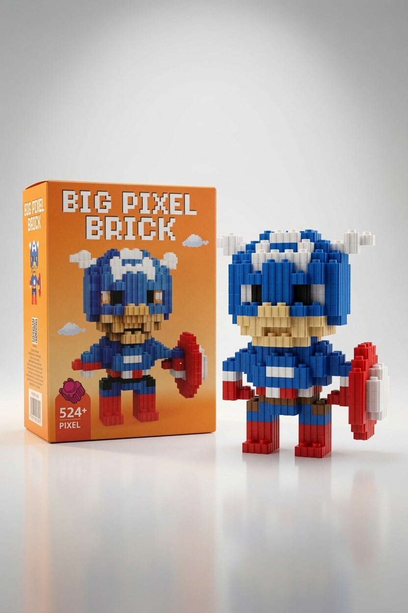 Lego Bricks 3d Büyük boy KAPTAN AMERİKA  big pixel  BPB-021