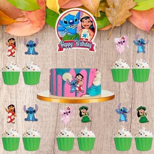 Lilo ve Stitch Cake Topper Set - Kürdan ve Muffin Kapları