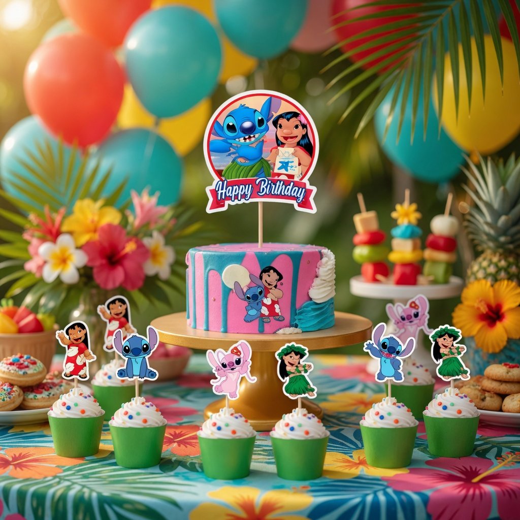 LİLO VE STİTCH cake topper set pasta kür-kür-cupca
