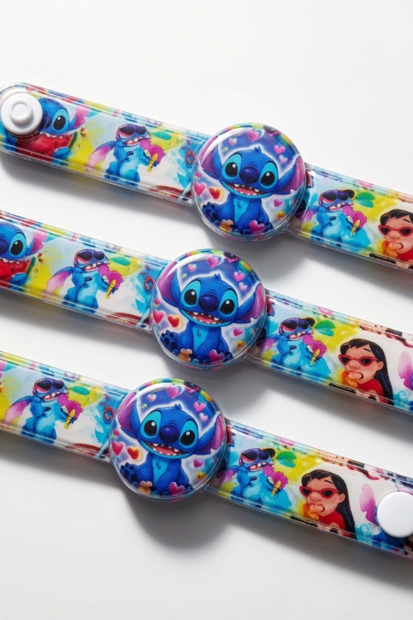 Lilo ve Stitch Temalı PVC Bileklik 3 Adet 18 Cm Çocuk Parti ve Günlük Kullanım