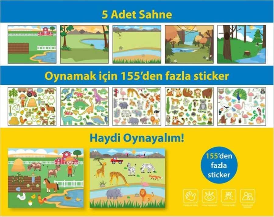 Lino Tekrar Kullanılabilen Sticker Pad Hayvan