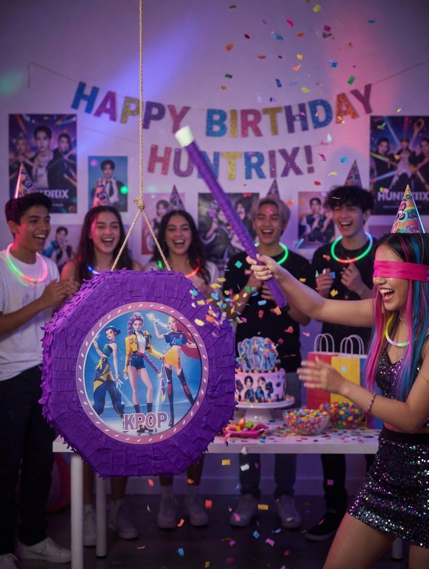 Lisanslı K-pop Hunterix Demon Hunters İblis Avcıları Temalı Pinyata Seti (Sopalı) - Eğlenceli Parti Oyunu ve Dekorasyonu