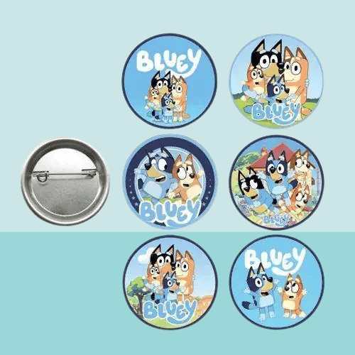 Lisanslı Yaka çanta metal rozeti Bluey Temalı 6lı paket Pinyata İçi Doğum Günü Hediyesi