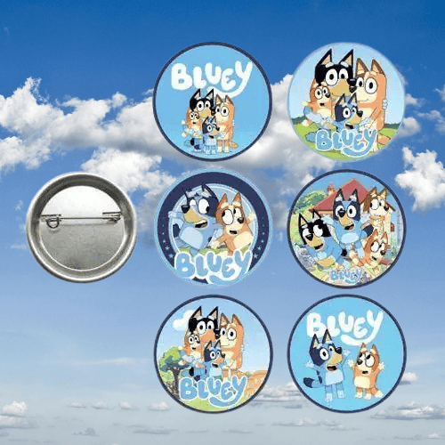 Lisanslı Yaka çanta metal rozeti Bluey Temalı 6lı paket Pinyata İçi Doğum Günü Hediyesi