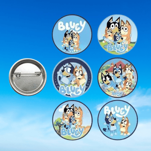 Lisanslı Yaka çanta metal rozeti Bluey Temalı 6lı paket Pinyata İçi Doğum Günü Hediyesi