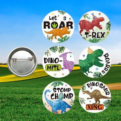 Lisanslı Yaka çanta metal rozeti Dinozor Temalı 6lı paket Pinyata İçi Doğum Günü Hediyesi