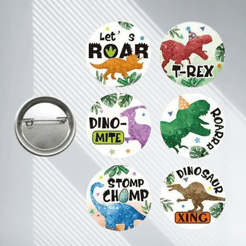 Lisanslı Yaka çanta metal rozeti Dinozor Temalı 6lı paket Pinyata İçi Doğum Günü Hediyesi