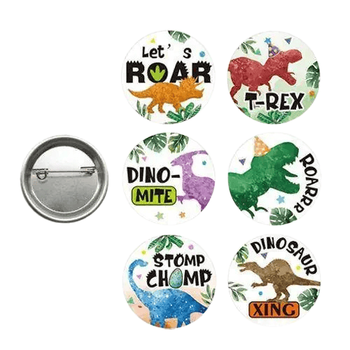 Lisanslı Yaka çanta metal rozeti Dinozor Temalı 6lı paket Pinyata İçi Doğum Günü Hediyesi