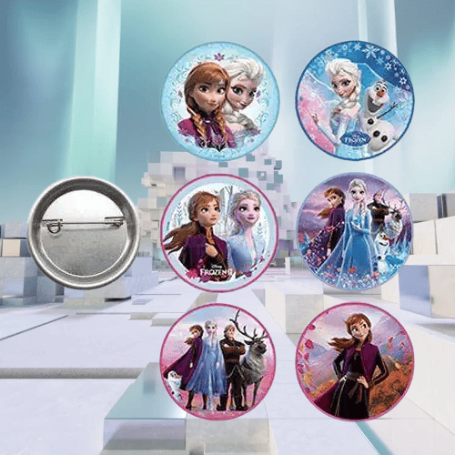 Lisanslı Yaka çanta metal rozeti Frozen-Elsa-Anna 6lı paket Pinyata İçi Doğum Günü Hediyesi