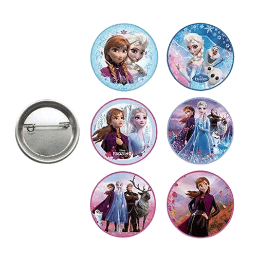 Lisanslı Yaka çanta metal rozeti Frozen-Elsa-Anna 6lı paket Pinyata İçi Doğum Günü Hediyesi