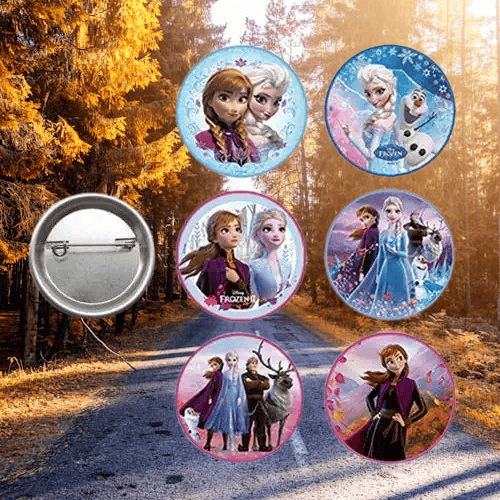 Lisanslı Yaka çanta metal rozeti Frozen-Elsa-Anna 6lı paket Pinyata İçi Doğum Günü Hediyesi