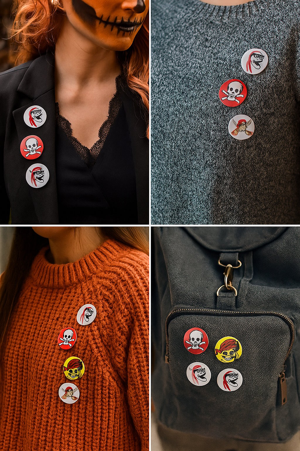 Lisanslı Yaka çanta metal rozeti Korsan Temalı 10 lu paket Pinyata İçi Doğum Günü Hediyesi-Hallowen Cadılar Bayramı