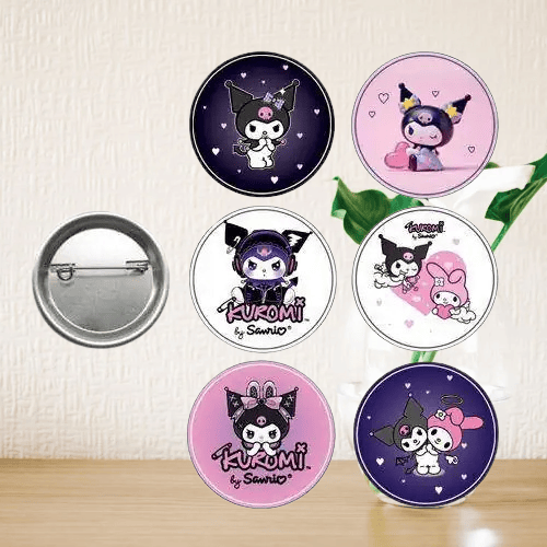 Lisanslı Yaka çanta metal rozeti Kuromi 6lı paket Pinyata İçi Doğum Günü Hediyesi