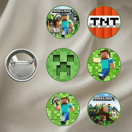 Lisanslı Yaka çanta metal rozeti Minecraft 6lı paket Pinyata İçi Doğum Günü Hediyesi
