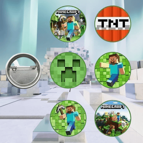 Lisanslı Yaka çanta metal rozeti Minecraft 6lı paket Pinyata İçi Doğum Günü Hediyesi