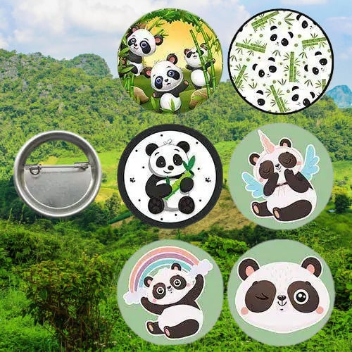 Lisanslı Yaka çanta metal rozeti Panda 6lı paket Pinyata İçi Doğum Günü Hediyesi