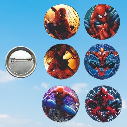 Lisanslı Yaka çanta rozeti Spiderman-Örümcek Adam 6lı Paket Pinyata İçi Küçük Hediyelikler