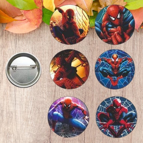 Lisanslı Yaka çanta rozeti Spiderman-Örümcek Adam 6lı Paket Pinyata İçi Küçük Hediyelikler