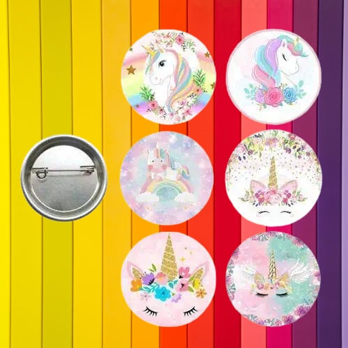 Lisanslı Yaka çanta rozeti Unicorn 6lı Paket Pinyata İçi Küçük Hediyelikler