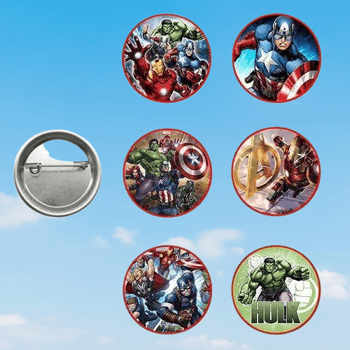 Lisanslı Yaka çanta rozeti  Yenilmezler Avengers 6lı Paket Pinyata İçi Küçük Hediyelikler