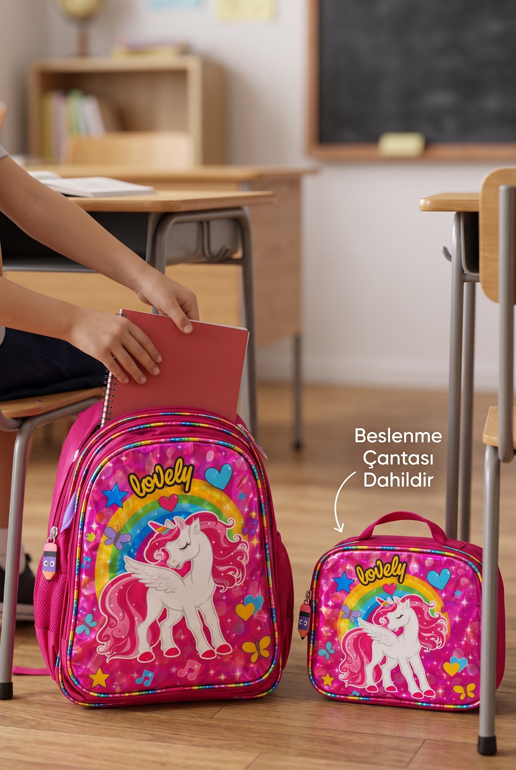 Lüx Simli 2li SET Çanta+beslenme 1379 UNICORN