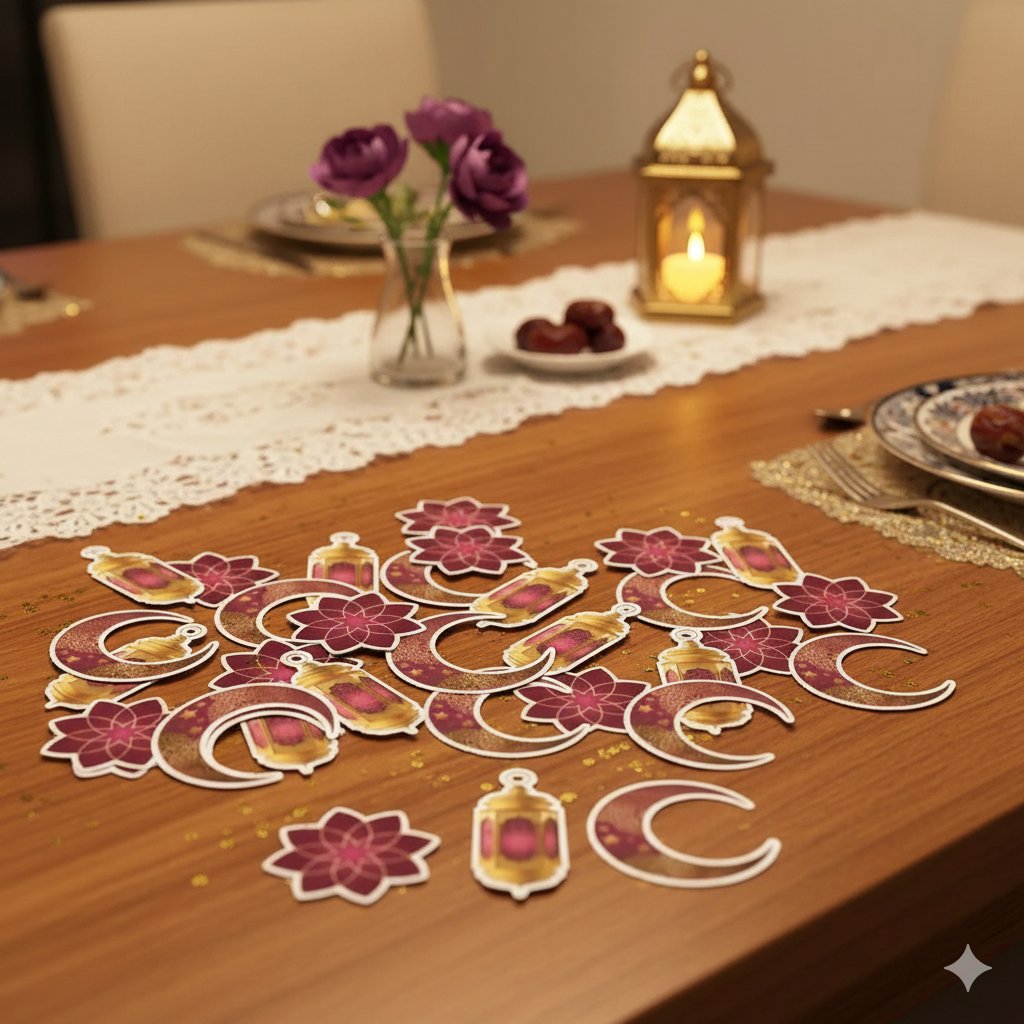 Masa konfettisi RAMAZAN ayyıldız kandil BORDO 30lu