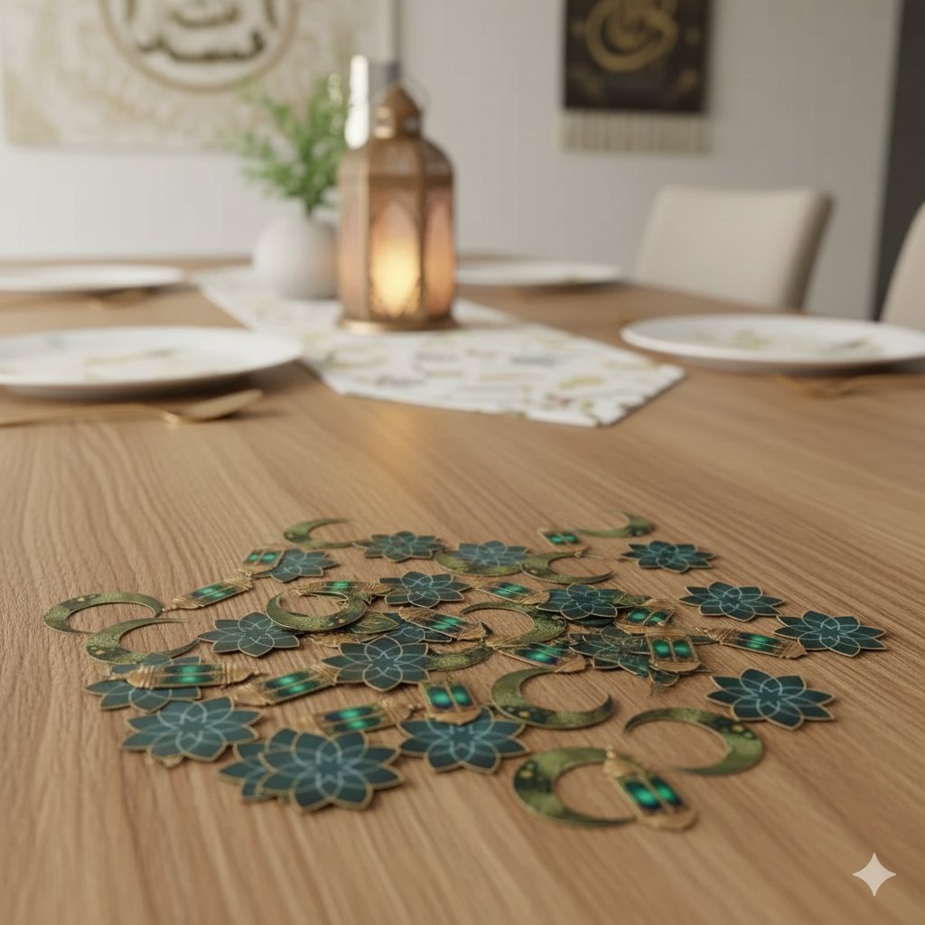 Masa konfettisi RAMAZAN ayyıldız kandil YEŞİL 30lu