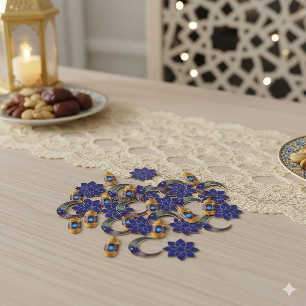 Masa konfettisi RAMAZAN ayyıldız kandil MAVİ30lu