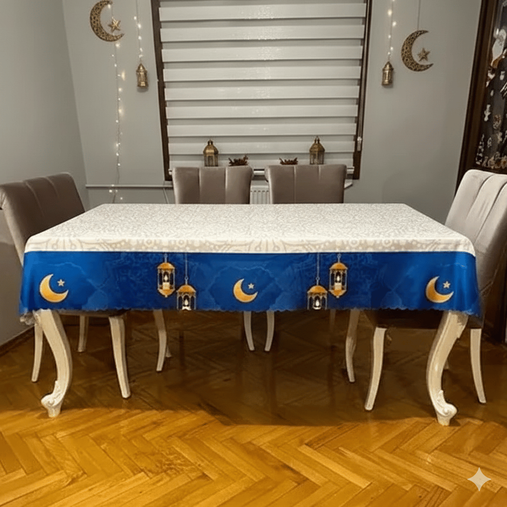 Masa örtüsü 160x220 ETEK UÇU SAKS MAVİ RAMAZAN