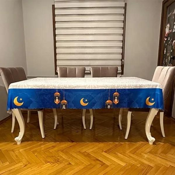 Masa örtüsü 160x220 ETEK UÇU SAKS MAVİ RAMAZAN