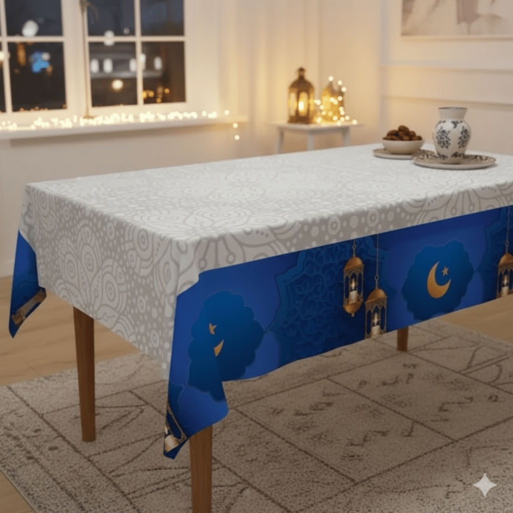 Masa örtüsü 160x220 ETEK UÇU SAKS MAVİ RAMAZAN