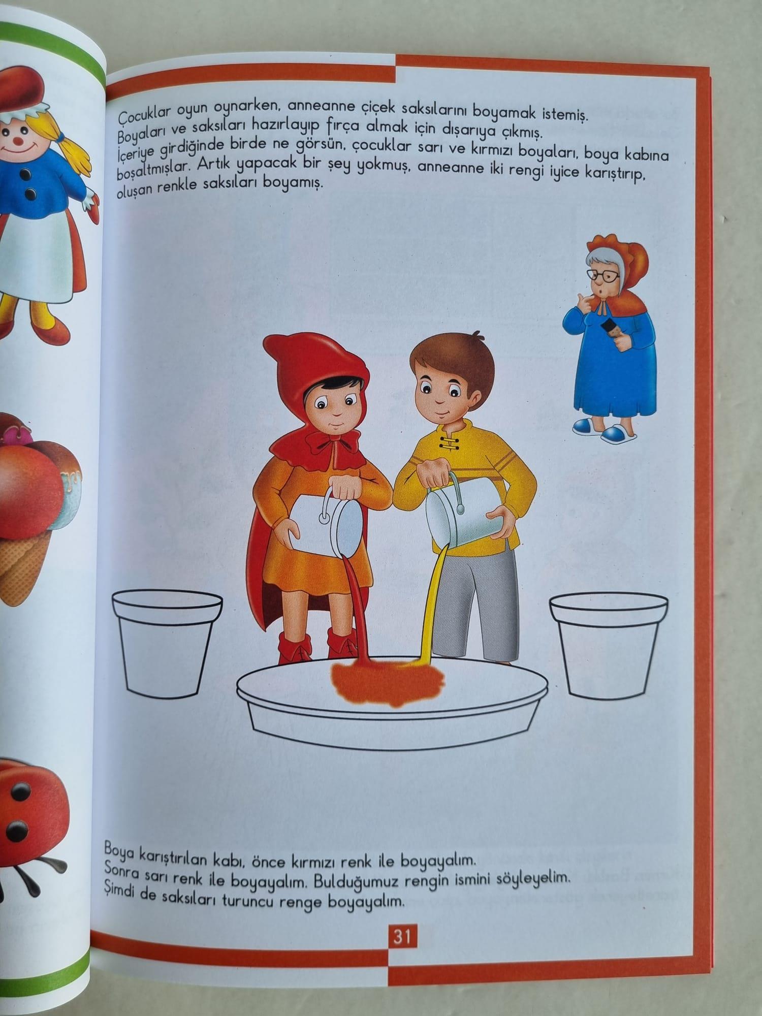 Masallarla kavramlar Bir varmış Bir yokmuş Kırmızı Başlıklı Kız ile Renkler ve Şekiller Sıra dışı okul öncesi eğitim ve aktivite kitabı