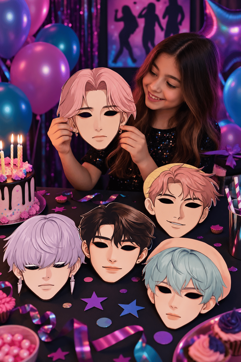 Maske 6 lı K-Pop Saja Boys Karton Maske Aydınlık yüz