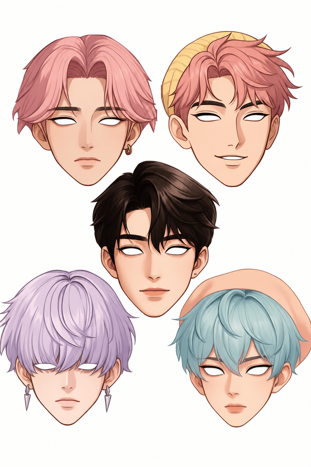 Maske 6 lı K-Pop Saja Boys Karton Maske Aydınlık yüz